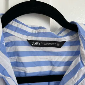Zara Blue Striped Oversized Button Down Shirt thumbnail 4