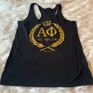 Mr. Alpha Phi 2016 Black and Gold Tank Top Size Large thumbnail 4