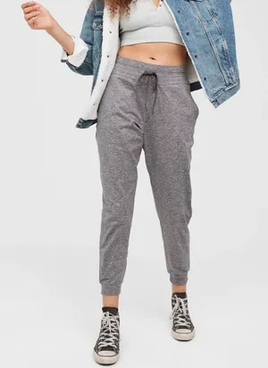 Aerie Gray Heathered Jogger Pants Soft Lounge Drawstring Waist Size‎ Small thumbnail 1