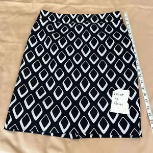 Ann Taylor sz 4 blue and white abstract print fully lined back zip skirt EUC thumbnail 5