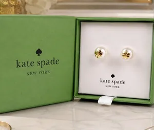 Kate Spade Pearl Clover Stud Earrings Gold Tone Gift Box NWT thumbnail 1