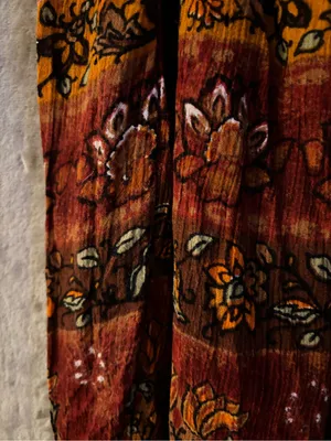 Bohemian Rust Orange Tiered Maxi Skirt Women’s Free Size thumbnail 4