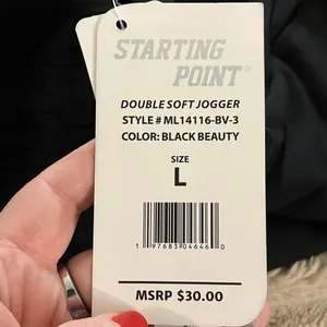 NWT Starting Point Double Soft Joggers, Large Black thumbnail 9