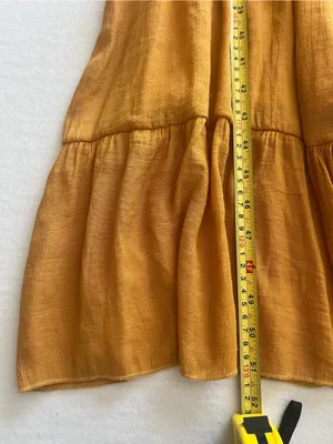 Smocked-Waist Mustard Maxi Dress with V-Neck and Flutter Sleeves thumbnail 5