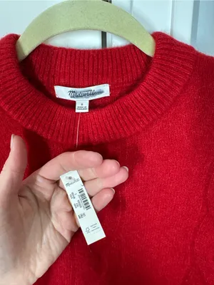 Madewell Crimson red CloudSoft Drop-Shoulder Sweater Size Small Nautical preppy thumbnail 3