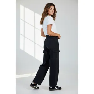 Tinseltown Juniors Cargo Jeans Size 0 Black High Rise Baggy Wide Leg Denim thumbnail 8