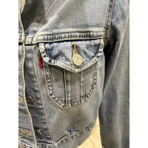 Levi's Type 1 Iconic Jacket Women’s Large Tab Crop Fitted Denim Jean Western XS thumbnail 4