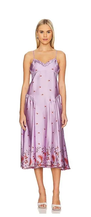 NWT Intimately Free People On My Own Printed Midi Dress in Lilac Combo Small thumbnail 1