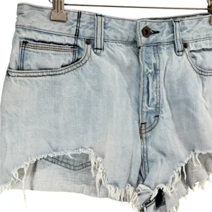 Free People Cutoff Denim Shorts Women 29 Light Wash Blue Raw Hem Festival Grunge thumbnail 2