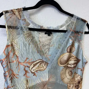 Vintage Komarov Shell Print Midi dress Lace mesh thumbnail 2