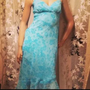 SFuzi Juniors Blue Flowing Maxi Dress | Spaghetti Strap Summer Dress thumbnail 5