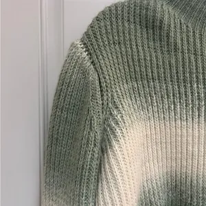 Cropped puff‎ sleeve sweater boutique it’our time green white XL thumbnail 2