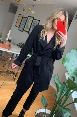 H&M Black Trench Coat thumbnail 4