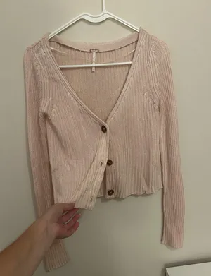 Free People Cardigan Sweater Knit Cream thumbnail 1