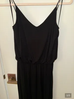 Black Spaghetti Strap Maxi Dress with Side Slit thumbnail 3