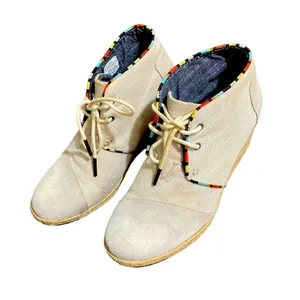 TOMS Desert Wedge Espadrille Canvas Shoes in Whisper - Size 8 thumbnail 4