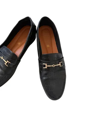 DREAM PAIRS Black Croc Embossed Loafers Flats Size 9 thumbnail 6