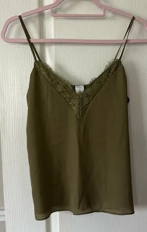 Melrose and Market Green Satin Lace Cami Tank thumbnail 1
