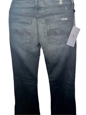 Y2K 7 For All Mankind Dark Black Wide-Leg Flare Jeans NWT thumbnail 5