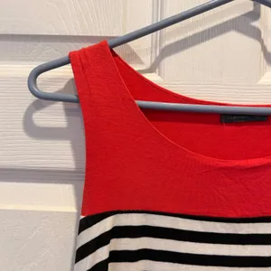 Soprano Womens Red Black White Stripe Tank Dress Balloon Hem Sz‎ M Made in USA thumbnail 2