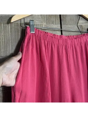 Oh My Gauze Casual Pants Size S/M Pink Cotton Elastic Waist Boho Lagenlook NWT thumbnail 3