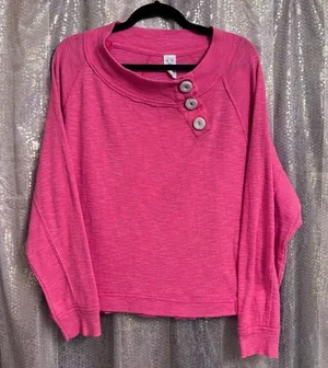 We the Free People Don't Forget Me Size Medium Coral Side Button Top Sweater thumbnail 1