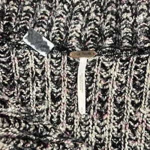 Free People Cardigan Womens‎ Black White Asymmetrical Zip Chunky Knit Small thumbnail 6