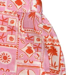 Sigrid‎ Olsen Sleepwear Pajamas Set Small Pink Orange Beach Shorts Collar Button thumbnail 4