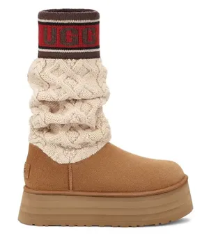 UGG Classic Sweater Letter Platform Chestnut Boot Size 8 thumbnail 1
