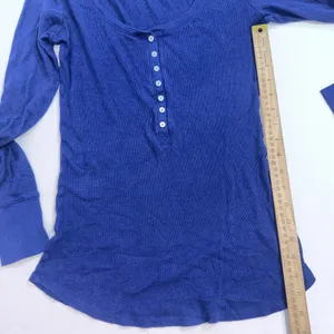 Vintage Victoria's Secret Henley‎ Ribbed Y2K Navy Thermal Long Sleeve Shirt XS thumbnail 5