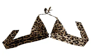 SHEIN Retro Leopard Animal Festival Crop Backless Halter Top Size Medium thumbnail 1