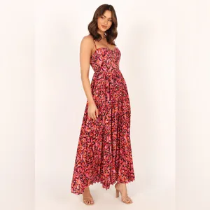 NWT Petal & Pup Achanti‎ Pleated Maxi Dress Pink Multi XS Wedding Guest Feminine thumbnail 13
