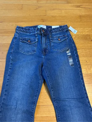 Gap 70's Flare High Rise Denim Stretch Blue Jeans Women's 28 6 Short NWT thumbnail 3