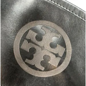 Tory Burch Women's Tall Black Rubber Leather Riding Boots Size 7M *note flaw thumbnail 5