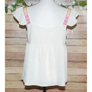 Blu Pepper Embroidered Peasant Top Ruffle Sleeve Size L Babydoll Boho Festival thumbnail 6