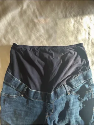 EUC Maurices Maternity Dark Blue Stretch Denim Jeggings with Overband thumbnail 3
