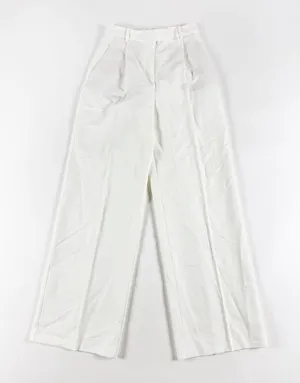 ZARA NEW Mid Rise Straight Leg Front Pleat Stretch Twill Trousers Pants White S thumbnail 1