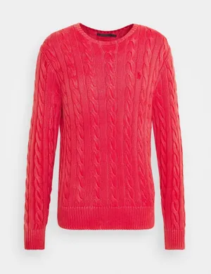 Polo Ralph Lauren Red Cotton Cable Knit Crewneck Sweater‎ Garment Dye XS thumbnail 1