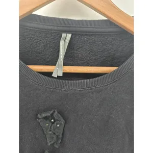 Anthropologie Sweatshirt Women S 3D Floral Applique Black Beaded Cropped EUC thumbnail 3
