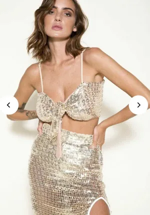 Eastnwest label gold sequin Tie Top thumbnail 1