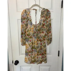 Reformation Remi Multicolor Floral Mini Long Sleeve Dress thumbnail 4