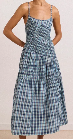 Damson Madder Lyra Midi Dress - Blue thumbnail 1