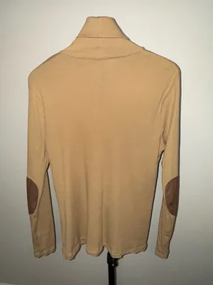 Lauren Ralph Lauren Women's Beige Ribbed Turtleneck with Suede Elbow Patches XL thumbnail 3
