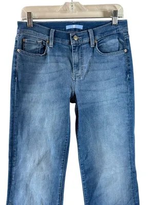 7 For All Mankind Tailorless Dojo Slim Flare Jeans Size 28 Medium Wash Blue Y2K thumbnail 2