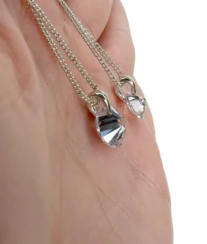 Cubic Zirconia Double Layered Dainty Silver Chain Necklace thumbnail 9