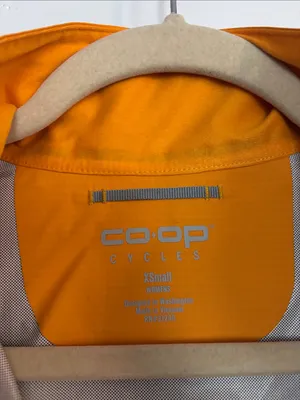 Co Op Cycles Bright Yellow Orange Lightweight Shell Jacket Size XS thumbnail 2