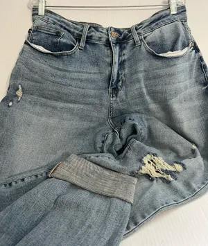 Judy Blue Cuffed Distressed Ladies Jeans thumbnail 1