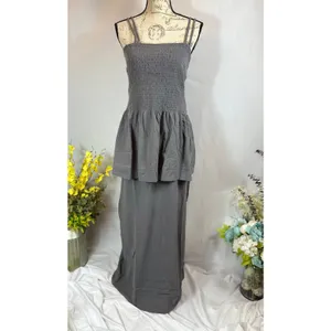 Free People Goldie Skirt Set Elastic Bodice Slit Skirt Smoked Pearls M thumbnail 12
