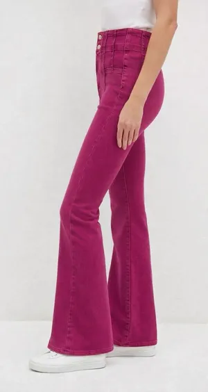We The Free Jayde Super High Rise Flare Jeans Retro Inspired Raspberry Size 31 thumbnail 1