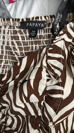 Papaya Brown Zebra Long Sleeve Crop Top thumbnail 2